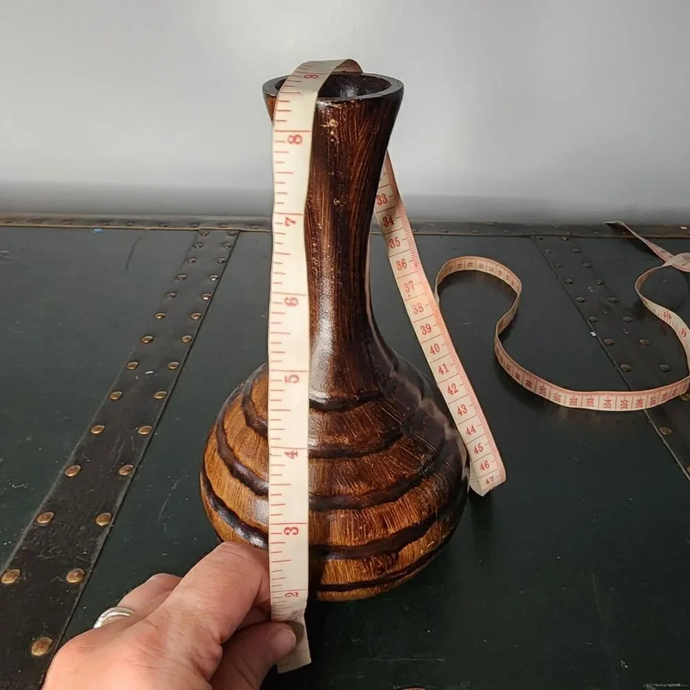 Vintage Original Handcrafted Large Wood Vase